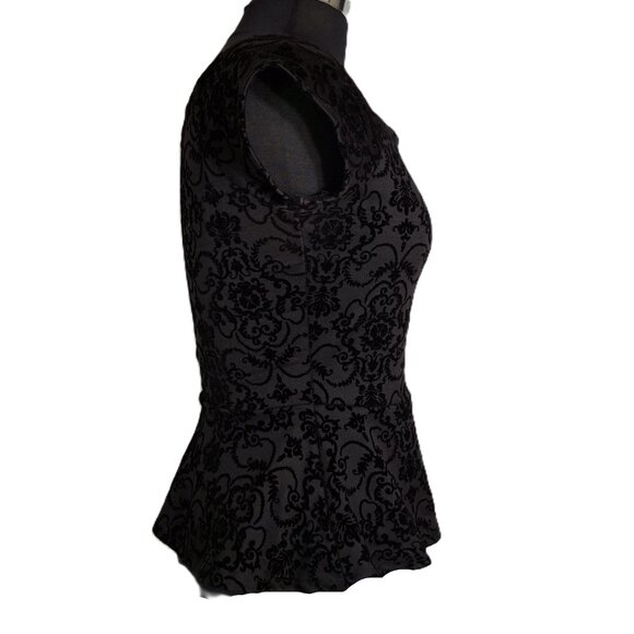 Holiday Party Burnout Velvet Flocked Peplum Corset Cap Sleeves Size M Sweetheart - Picture 4 of 16